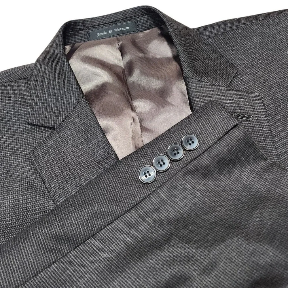 Calvin Klein Suit Jacket Men 48R Brown‎ 100% Wool Two Button Blazer